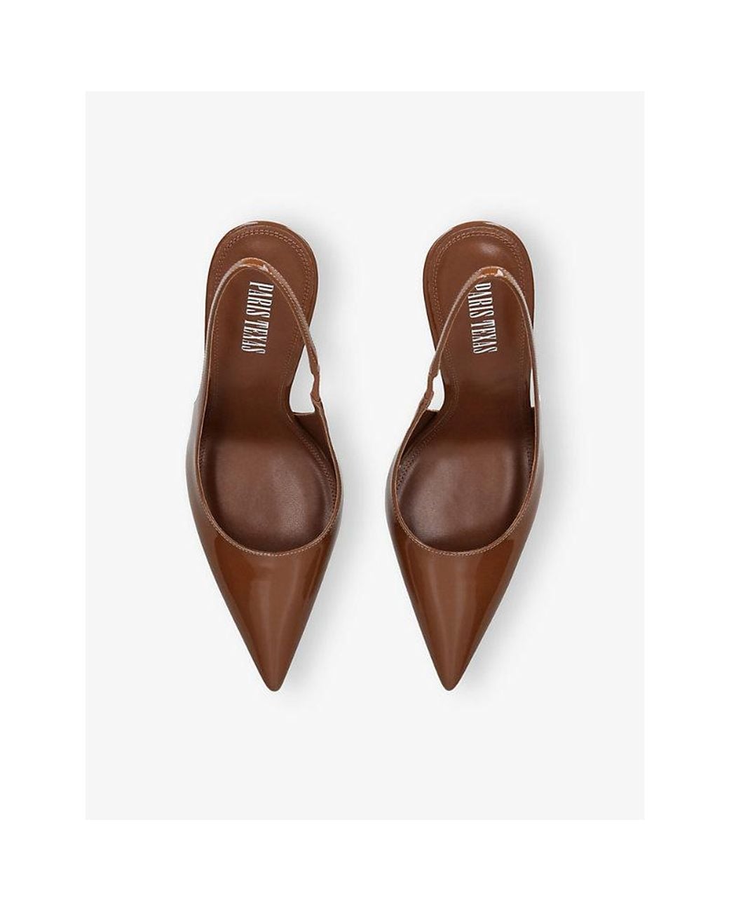 Paris Texas Brown Lidia 105 Patent-Leather Slingback Courts