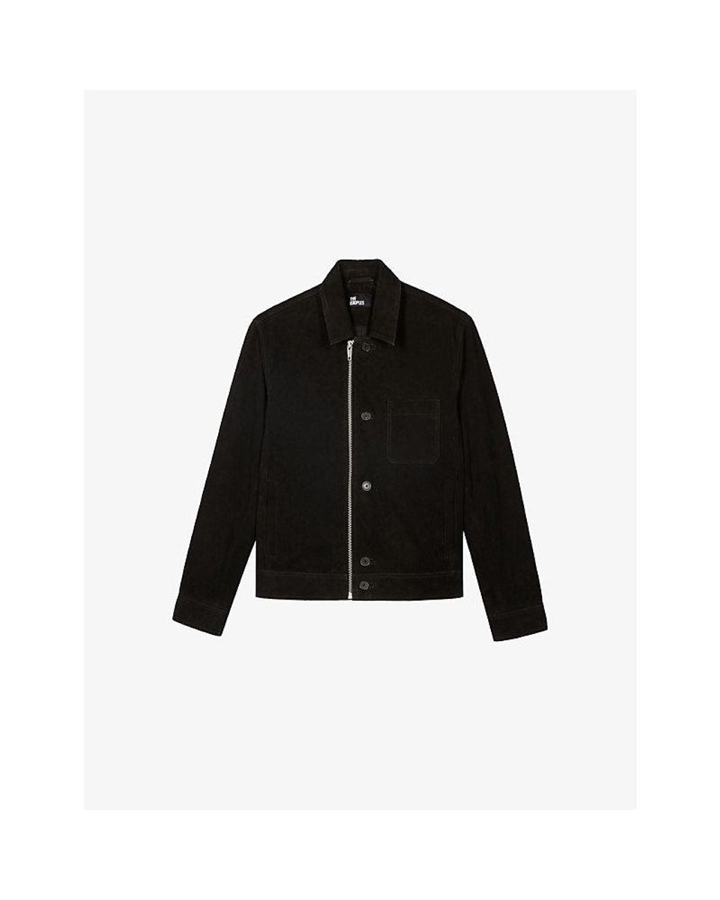 The Kooples Black Collared Zip-Up Leather Jacket for men