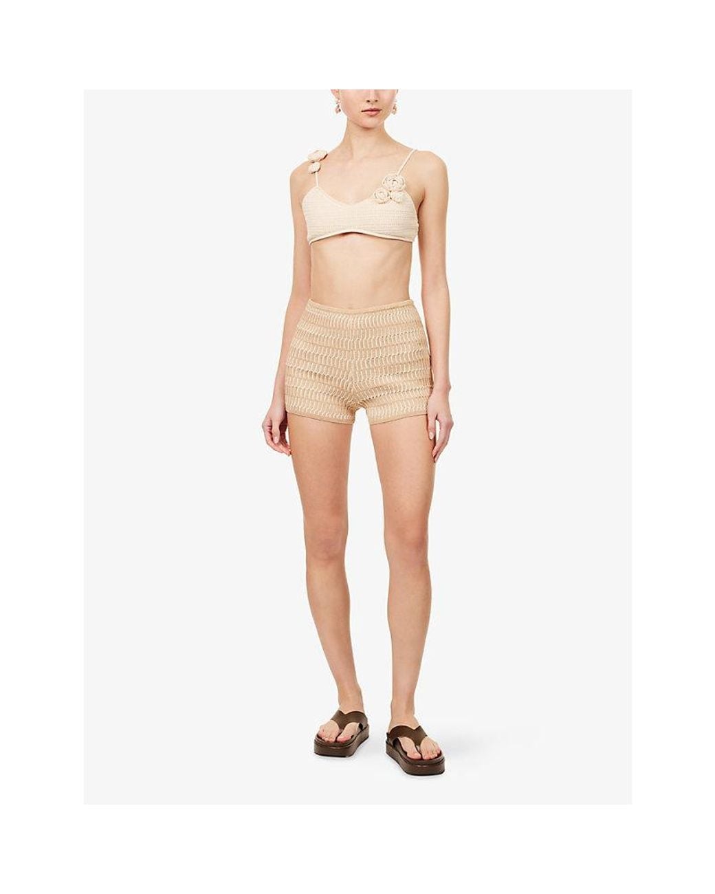 Devon Windsor Natural Grazia Metallic Knit Shorts