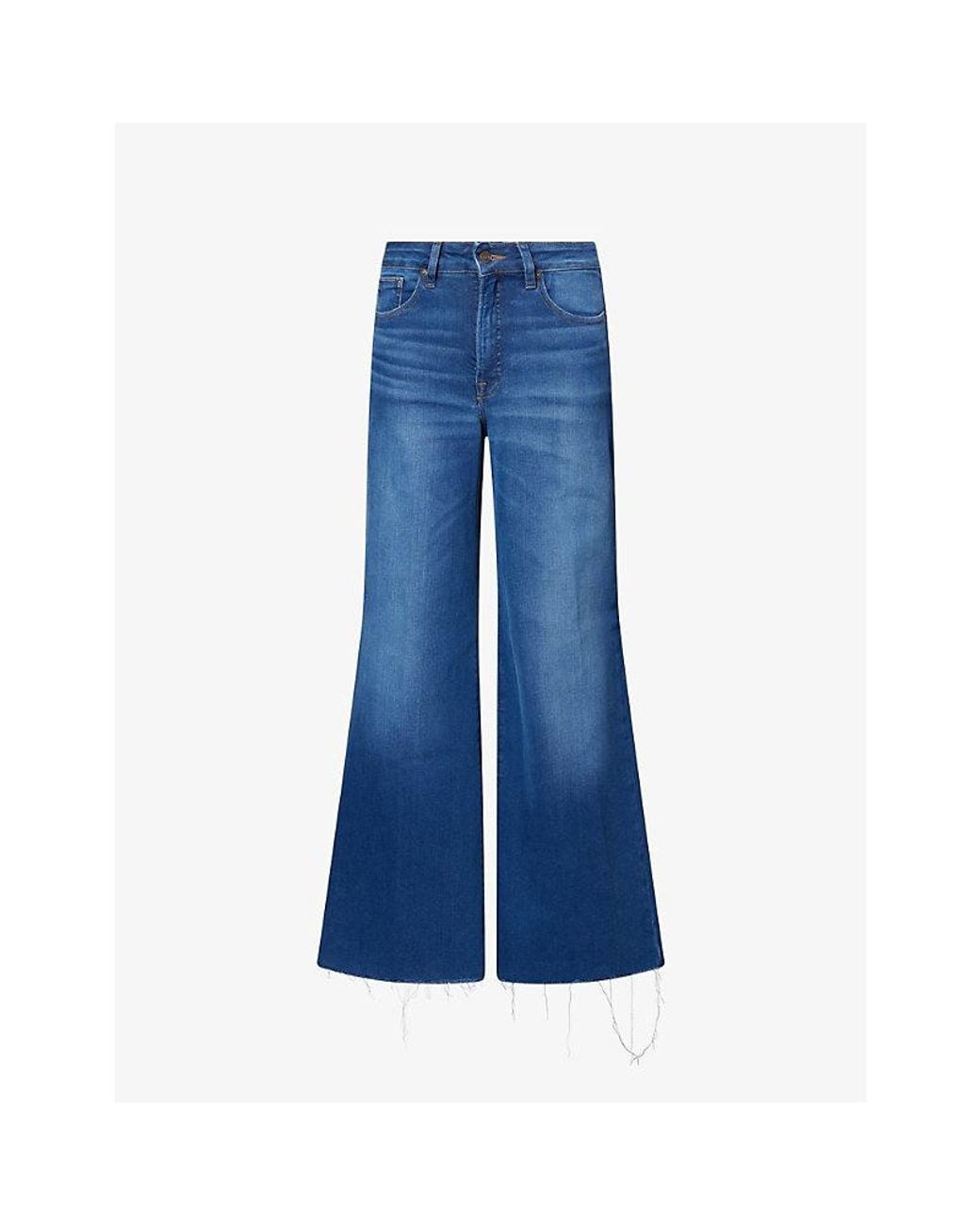 GOOD AMERICAN Blue Soft Tech Good Waist Palazzo Stretch-Denim Ankle Jeans