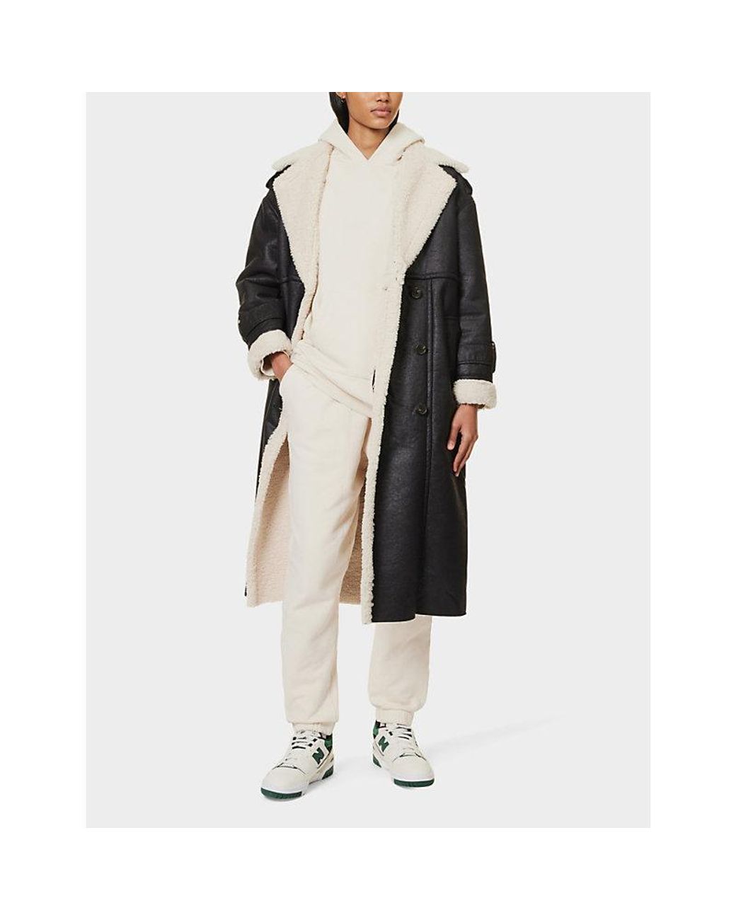 Faux suede coat black discount