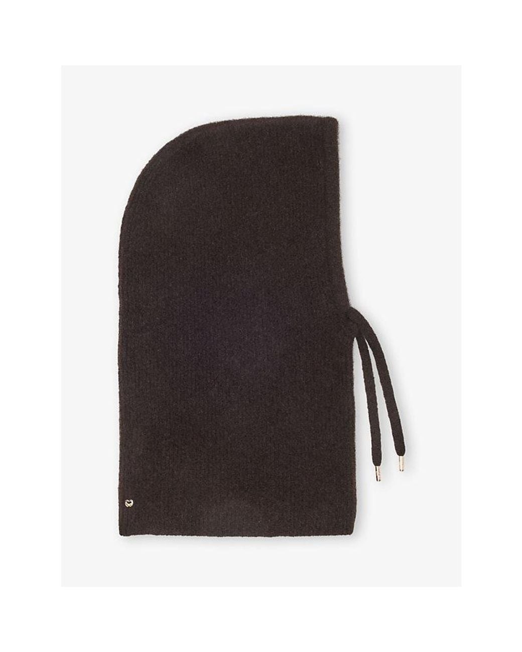 Maje Brown Ribbed Wool-Blend Balaclava