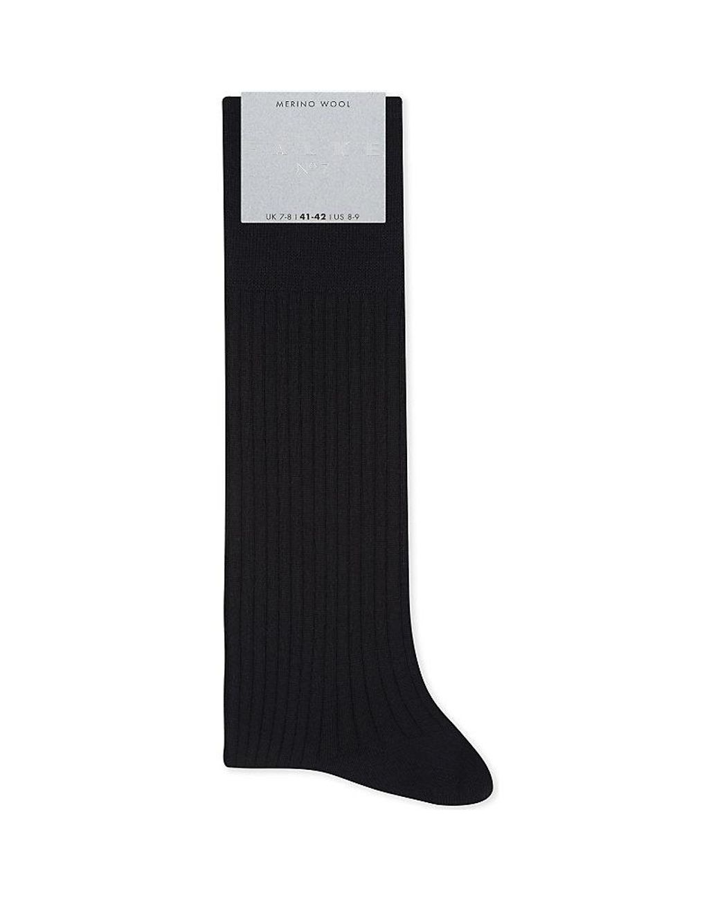 Falke Black No7 Ribbed Virgin Wool Socks for men