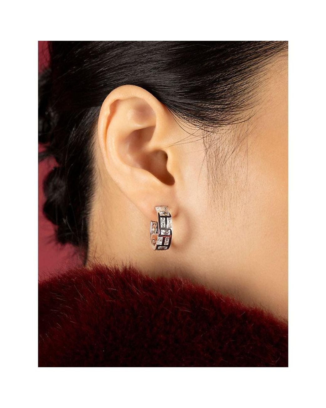 Apm Monaco White Festival Ice Rhodium Plated Alloy And Cubic Zirconia Earrings