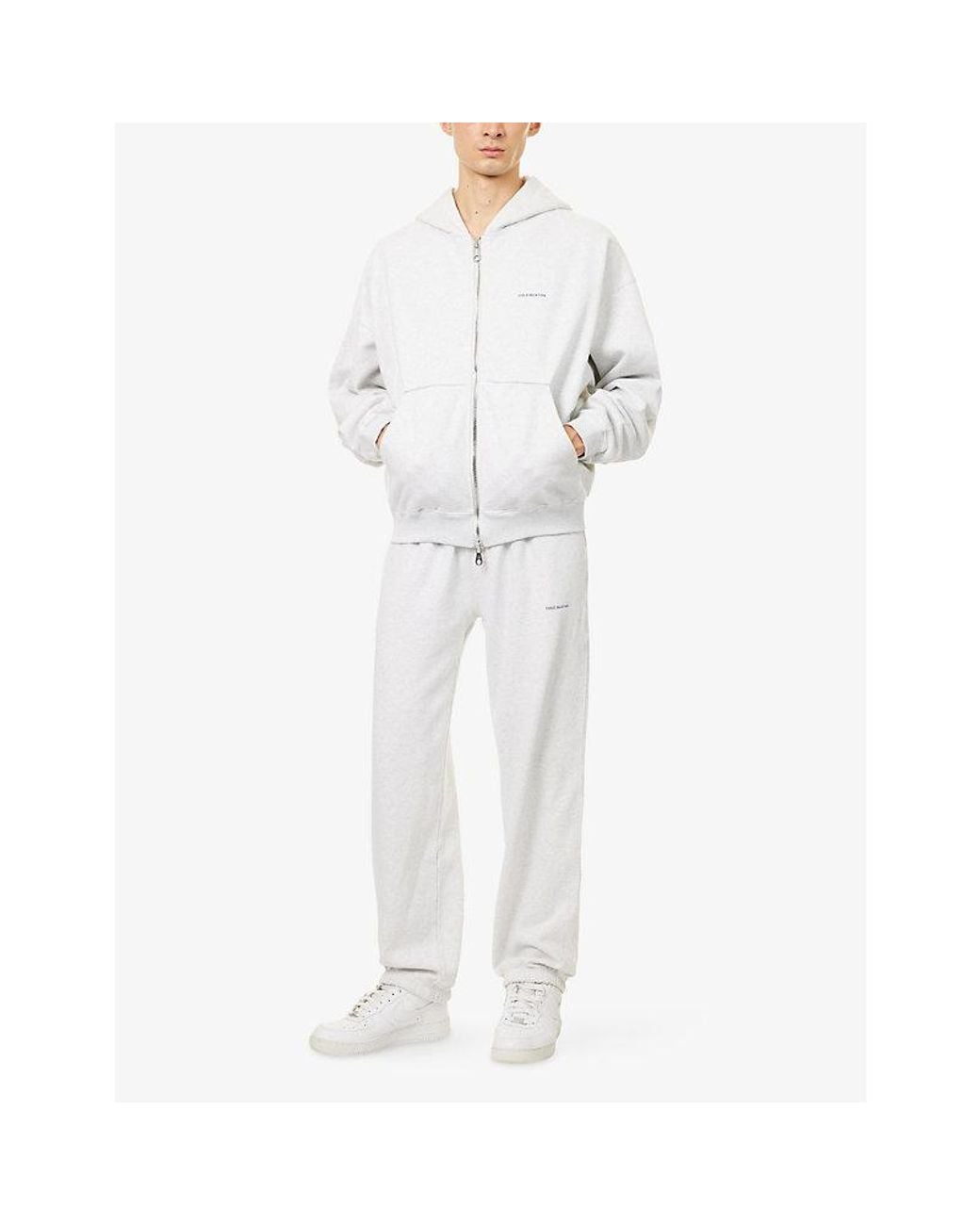 Cole Buxton White Mini Logo Relaxed-Fit Cotton-Jersey Hoodie for men