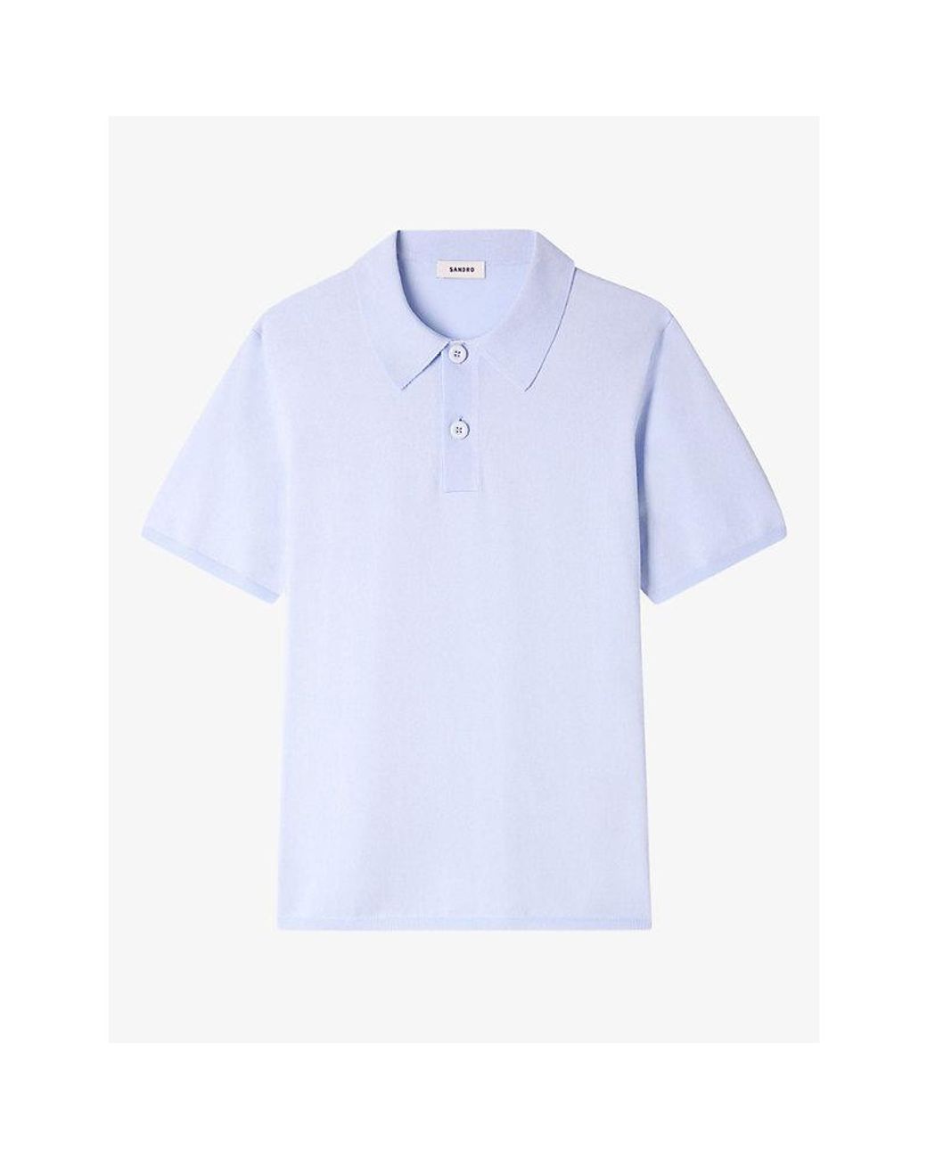 Sandro Blue Slightly-Shiny Stretch-Woven Polo-Shirt for men
