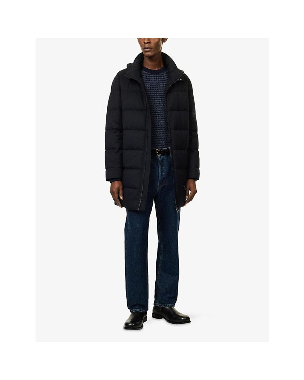 Corneliani Blue Technical Padded Poplin Coat for men