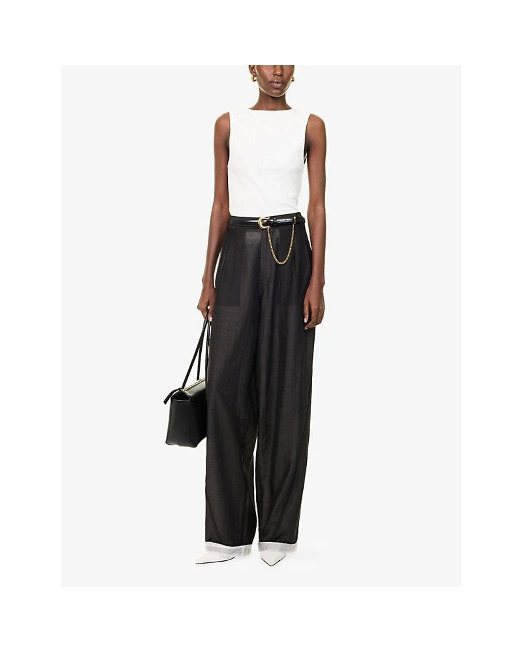 DARKPARK Black Phebe Double-Sided Wide-Leg Sheer Woven Trousers