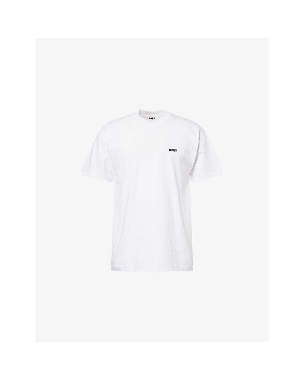 Obey White Heat Map Graphic-Print Cotton T-Shirt for men