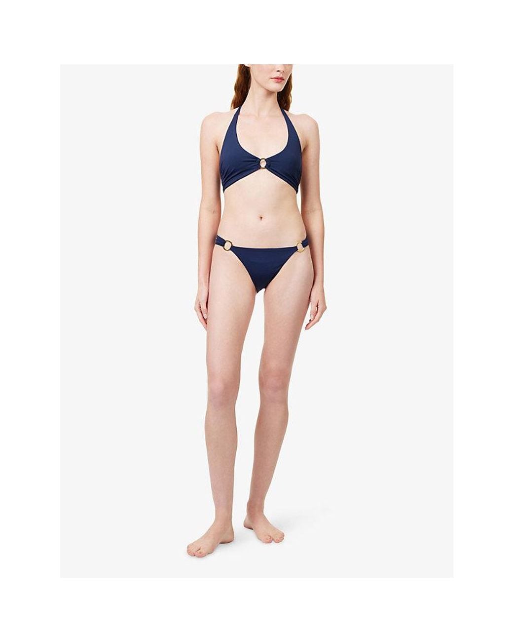 Away That Day Blue Sorrento Ring-Hardware Bikini Bottoms