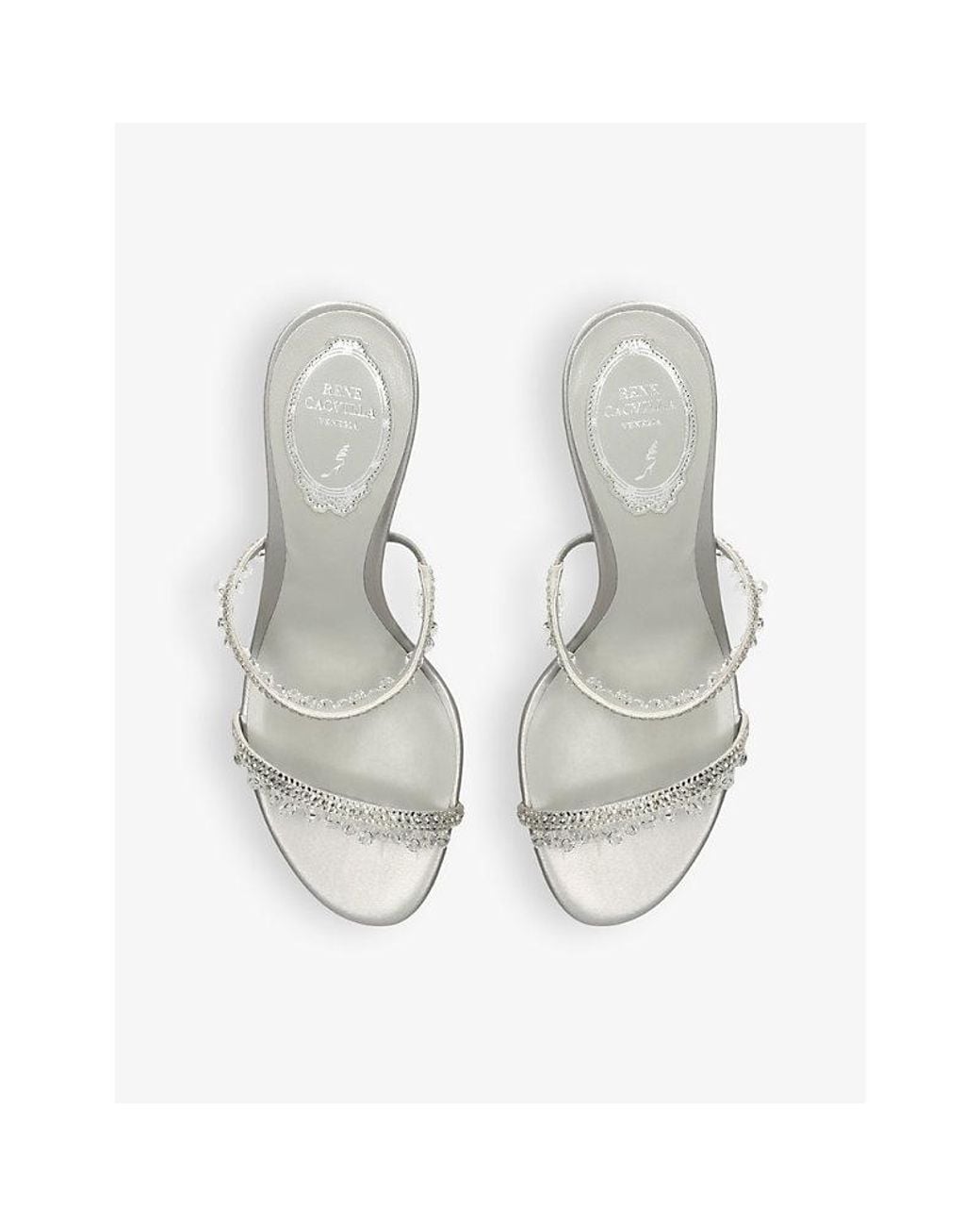 Rene Caovilla White Chandelier Jewel-Embellished Leather Heeled Sandals