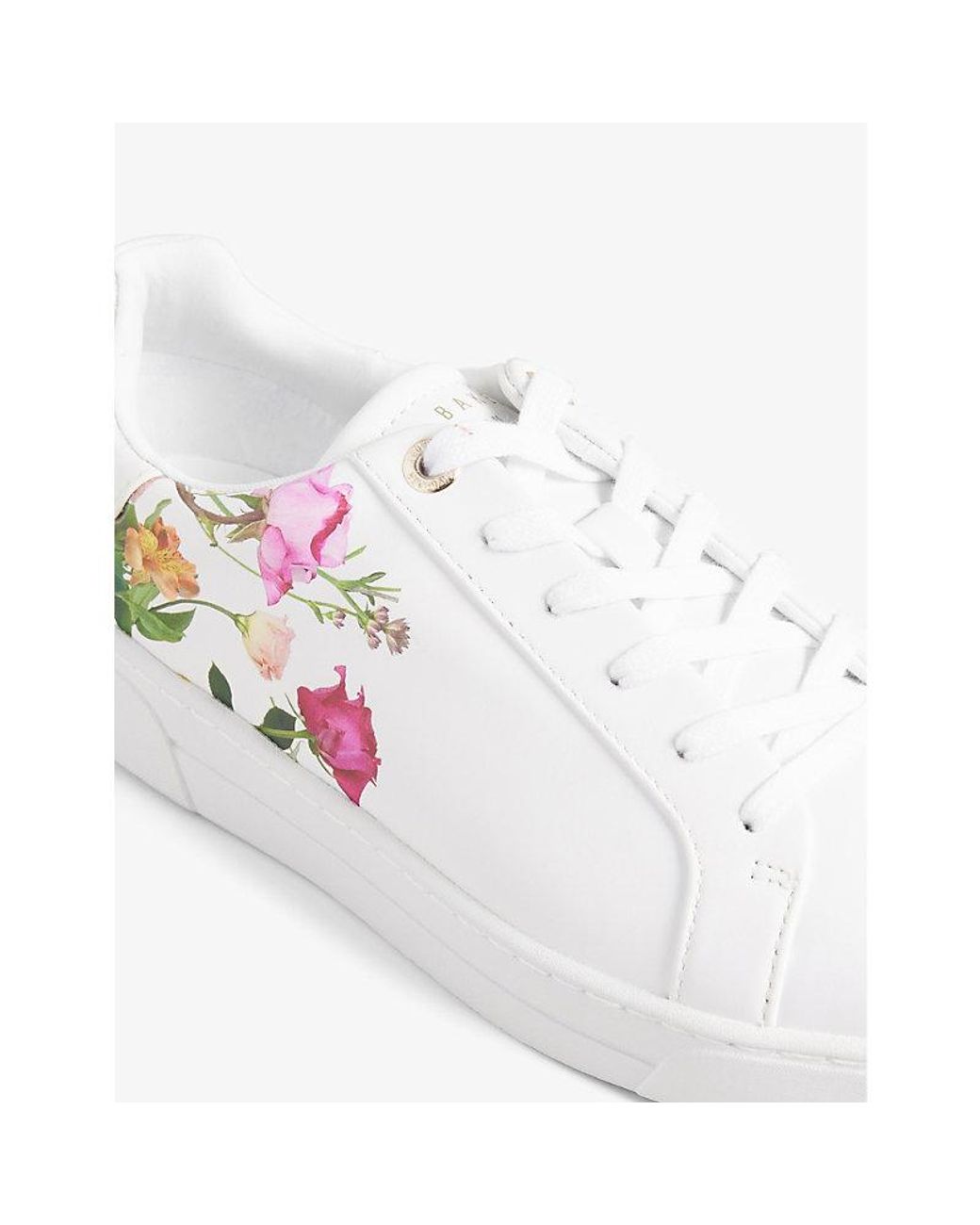 Ted Baker Artel Floral-print Leather Low-top Trainers in White | Lyst