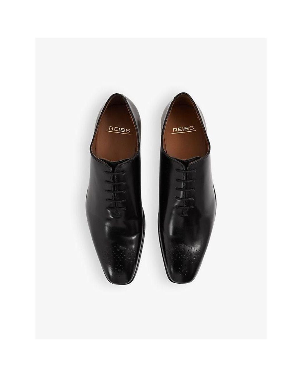 Reiss Black Mead Lace-Up Leather Shoes for men