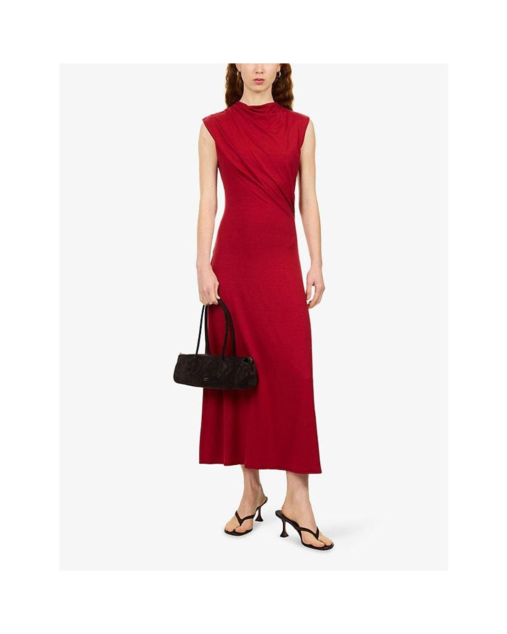 Reformation Red Bellin Sleeveless Woven Midi Dress