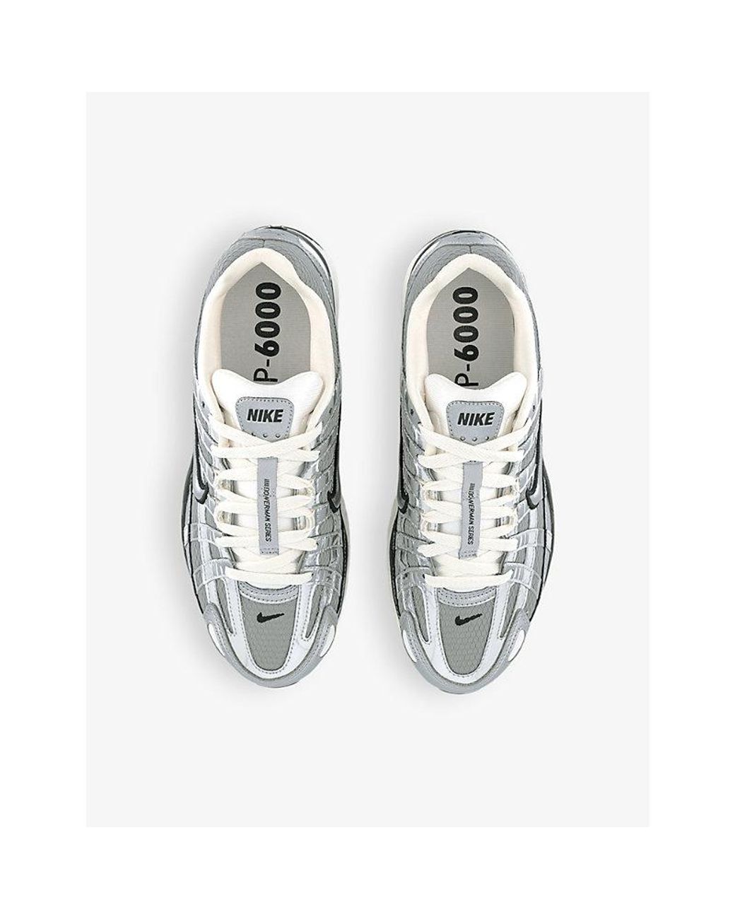 Nike White P-6000 Metallic Colour-Block Mixed-Textile Low-Top Trainers for men
