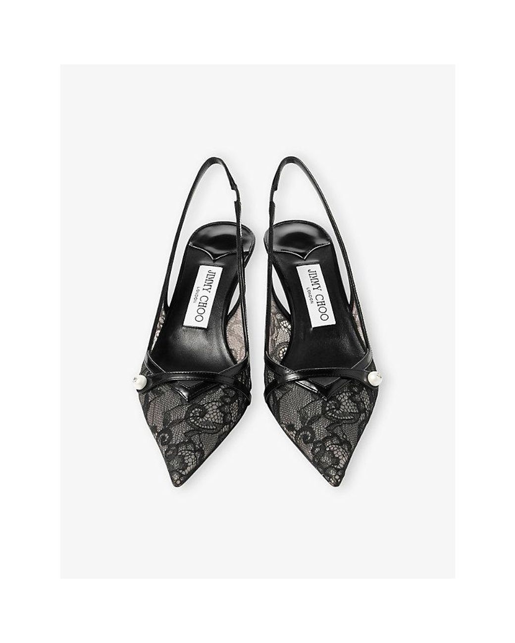 Jimmy Choo Black Amita 45 Lace Slingback Pumps