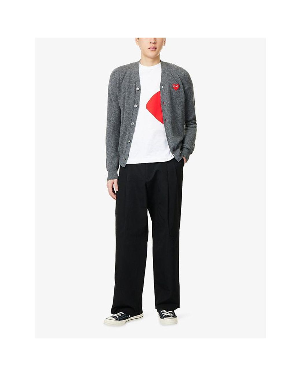COMME DES GARÇONS PLAY White Heart-Print Cotton-Jersey T-Shirt for men