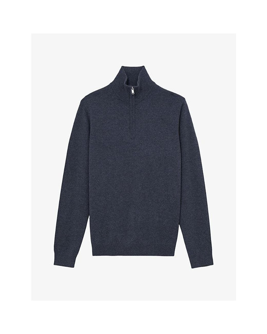 Reiss Blue Royal Half-Zip Cashmere Jumper for men