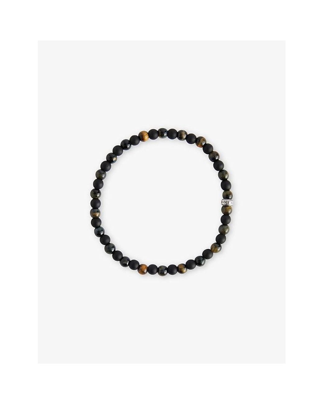 Thomas Sabo White Talisman Sterling- Obsidian, And Tiger-Eye Beaded Bracelet for men