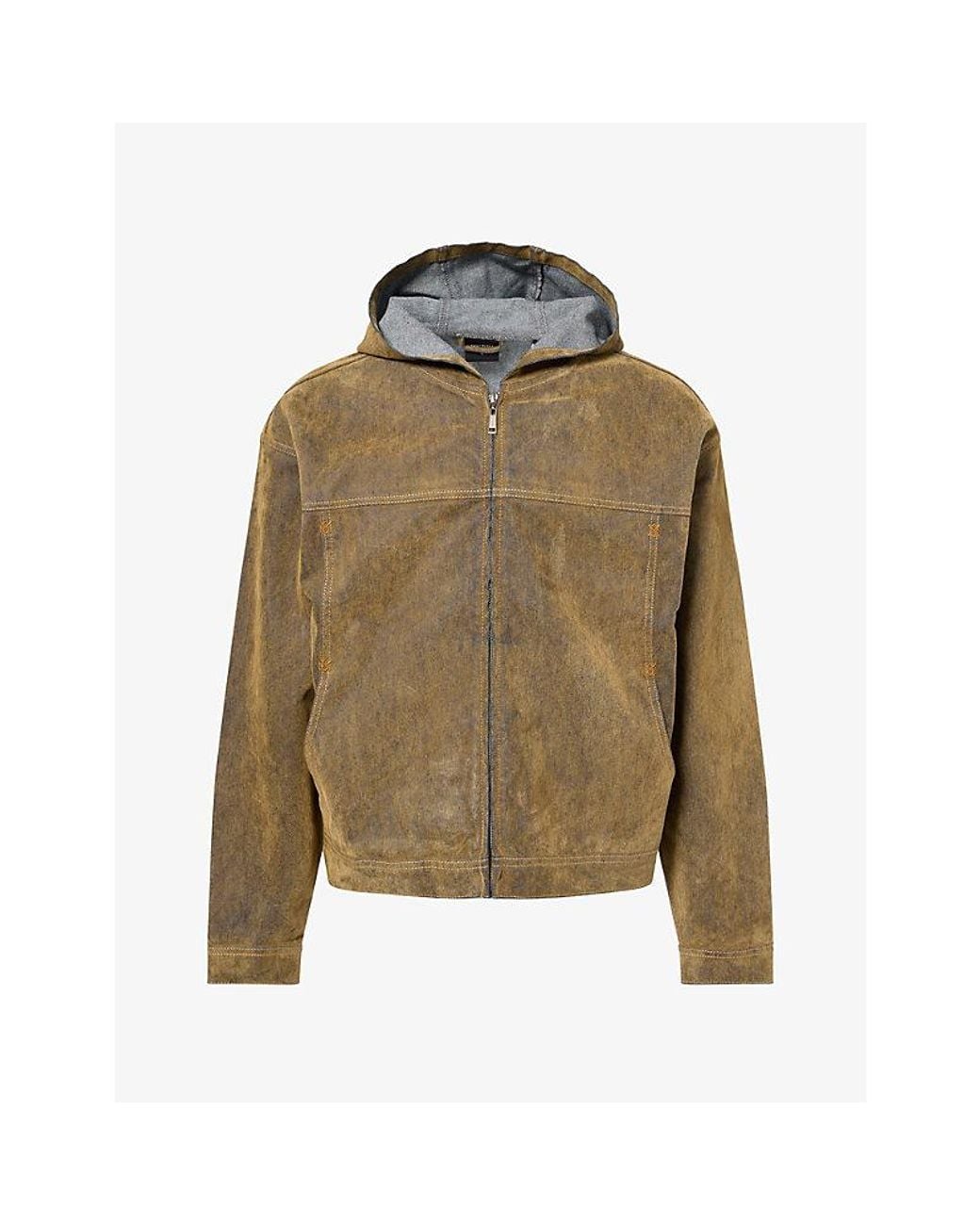 Daily Paper Green Velvet Shield Hooded Denim Jacket for men