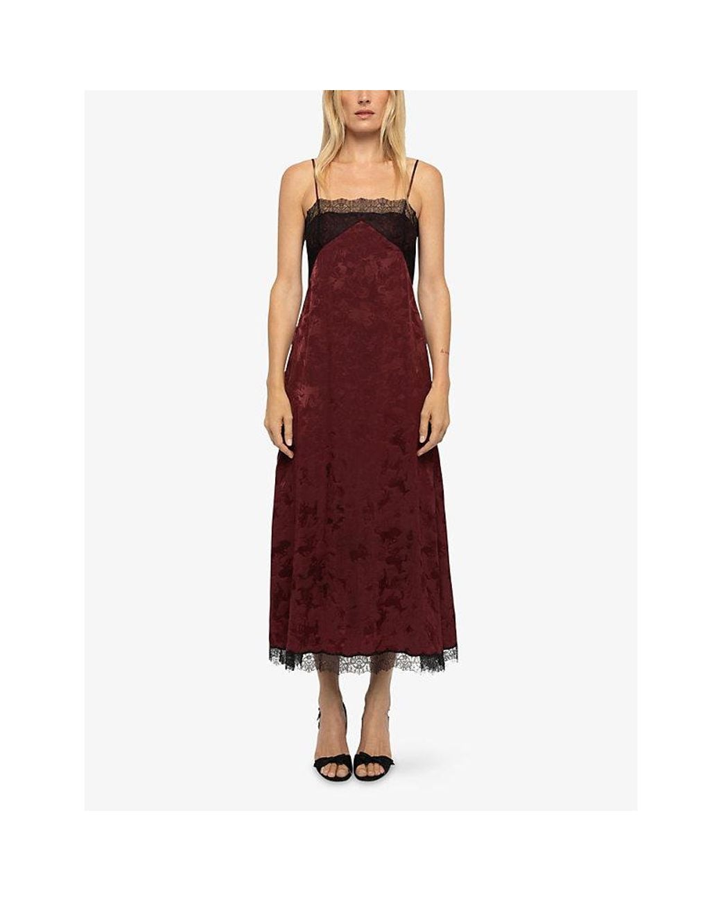 Zadig & Voltaire Ridar Lace-Embroidered Silk Jacquard Midi Dress