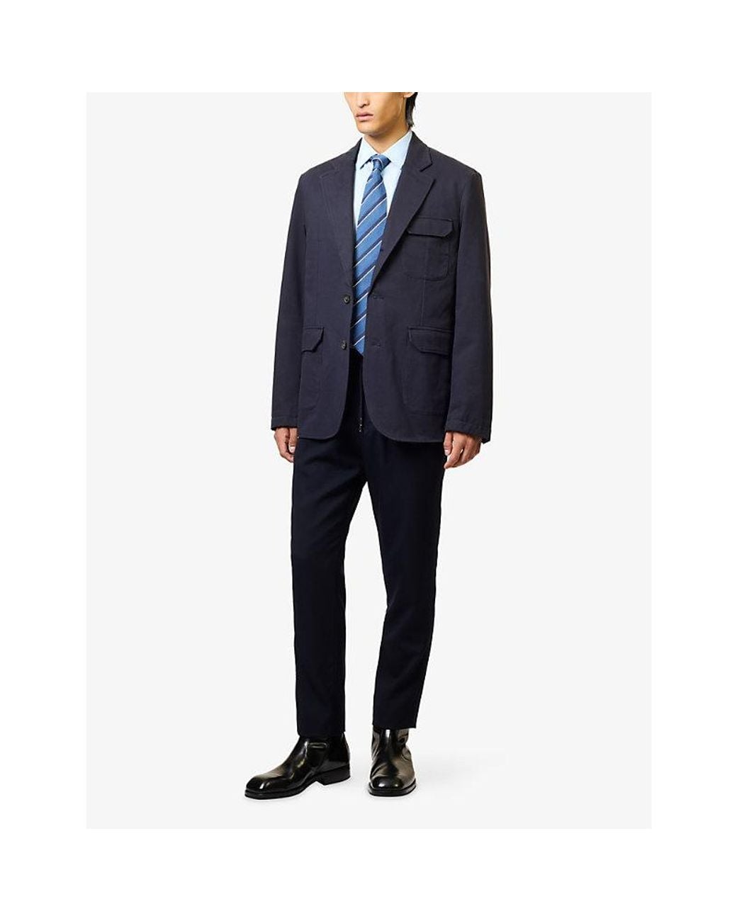 Paul Smith Blue Utility Single-Breasted Cotton Blazer for men