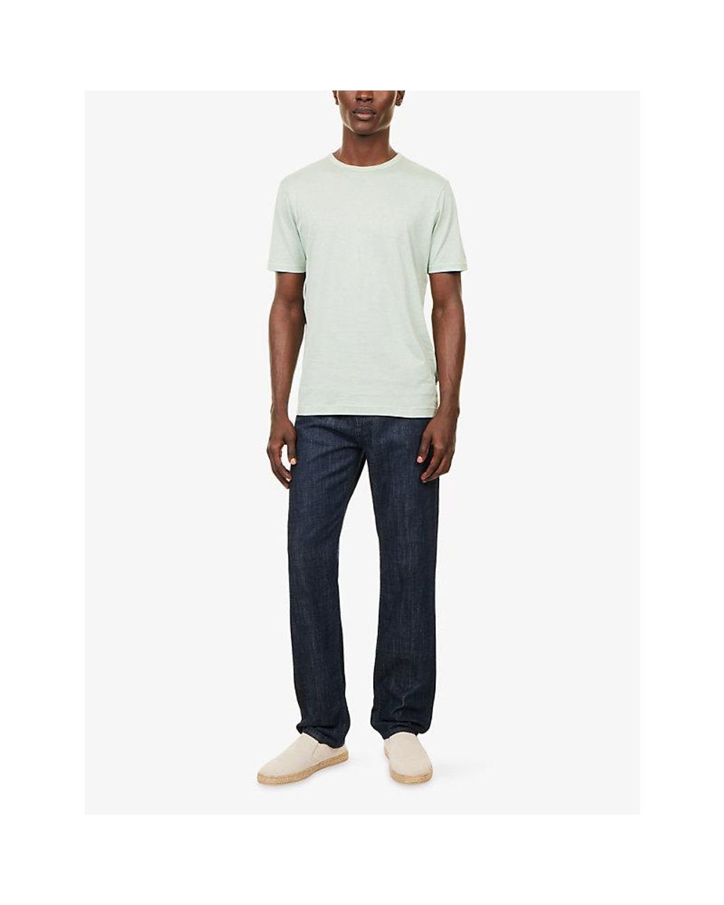 Sunspel Blue Classic Short-Sleeve Cotton-Jersey T-Shirt for men