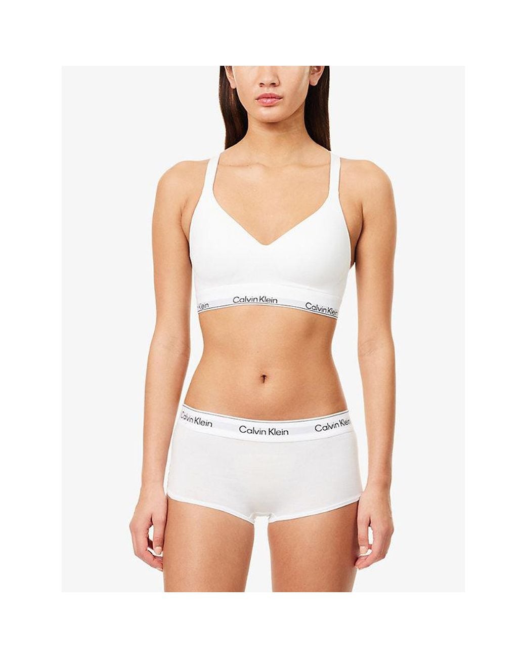 Calvin Klein White Icon Branded Cotton And Modal-Blend Boy Shorts
