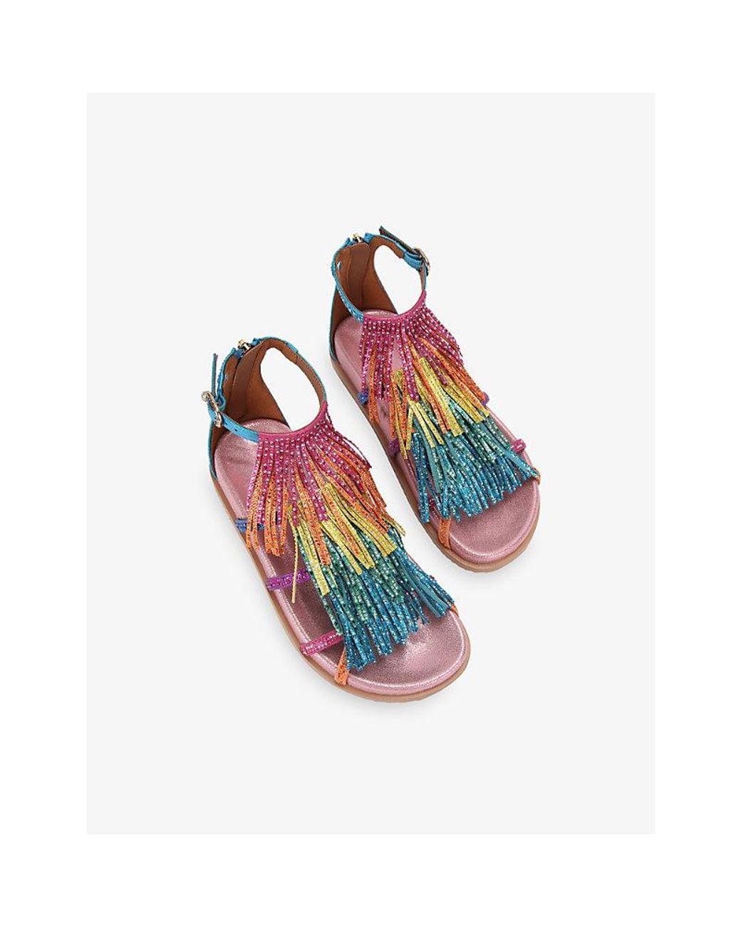 Kurt Geiger Pink Kurt's Cabana Fringed Woven Sandals