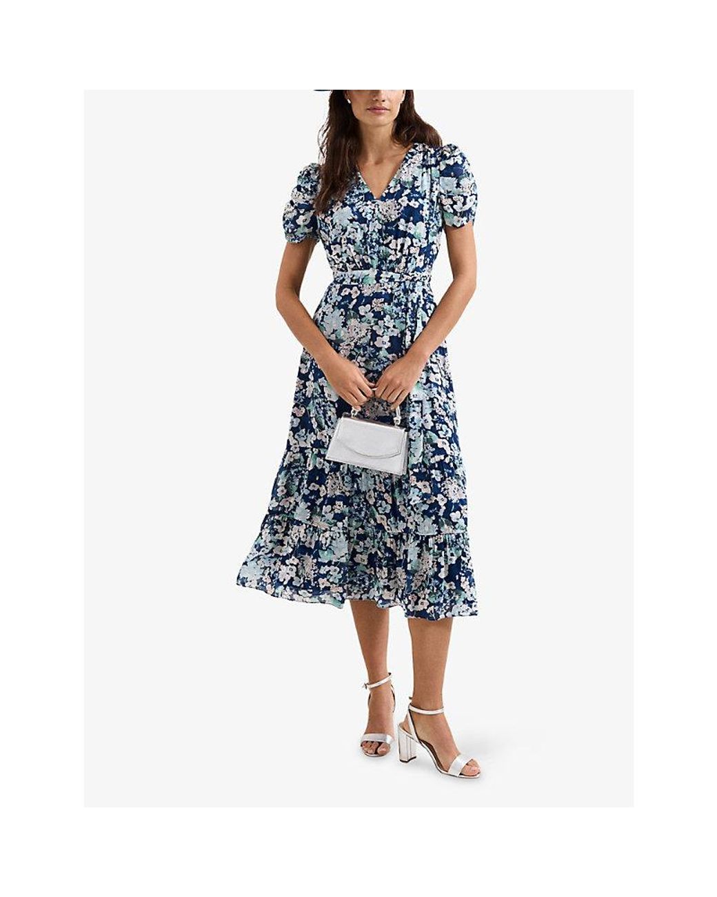 Phase Eight Blue Azalea Floral-Print Woven Midi Dress