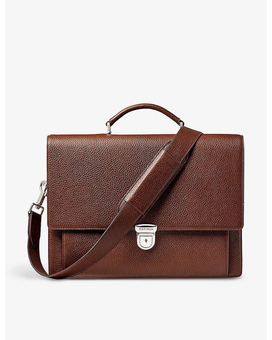Aspinal of London City Grainedleather Messenger Bag in Brown Lyst
