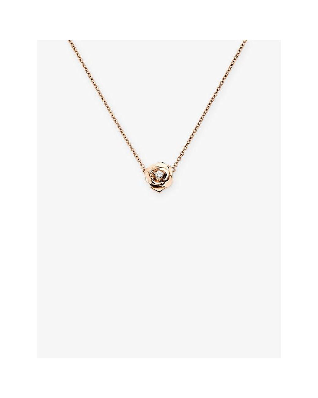 Piaget White Rose 18Ct Rose- And 0.06Ct Diamond Pendant Necklace