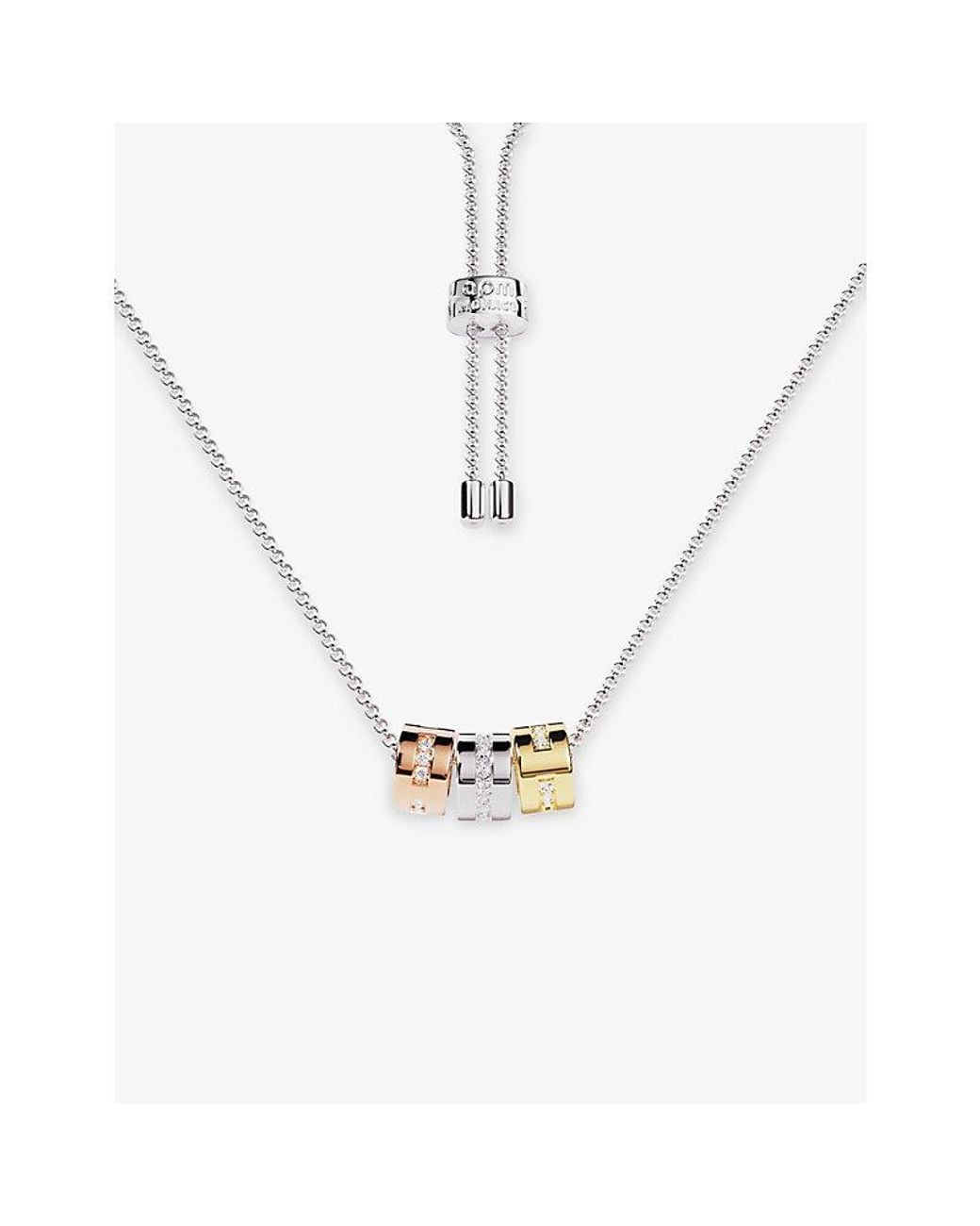 Apm Monaco White Love Rhodium 18Ct- And 18Ct Rose- Plated Alloy And Cubic Zirconia Necklace