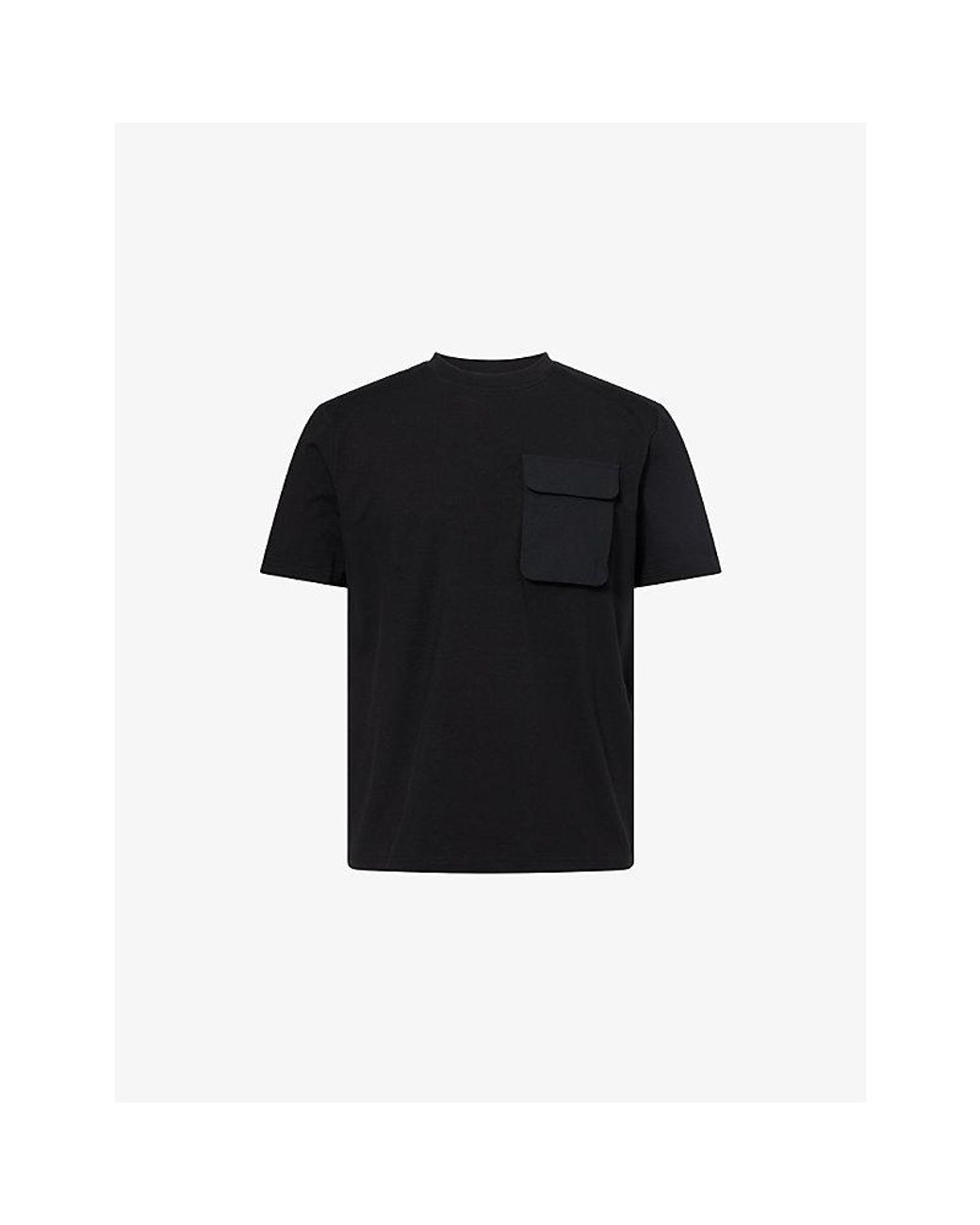 Arne Black Utility Cargo-Pocket Cotton T-Shirt for men