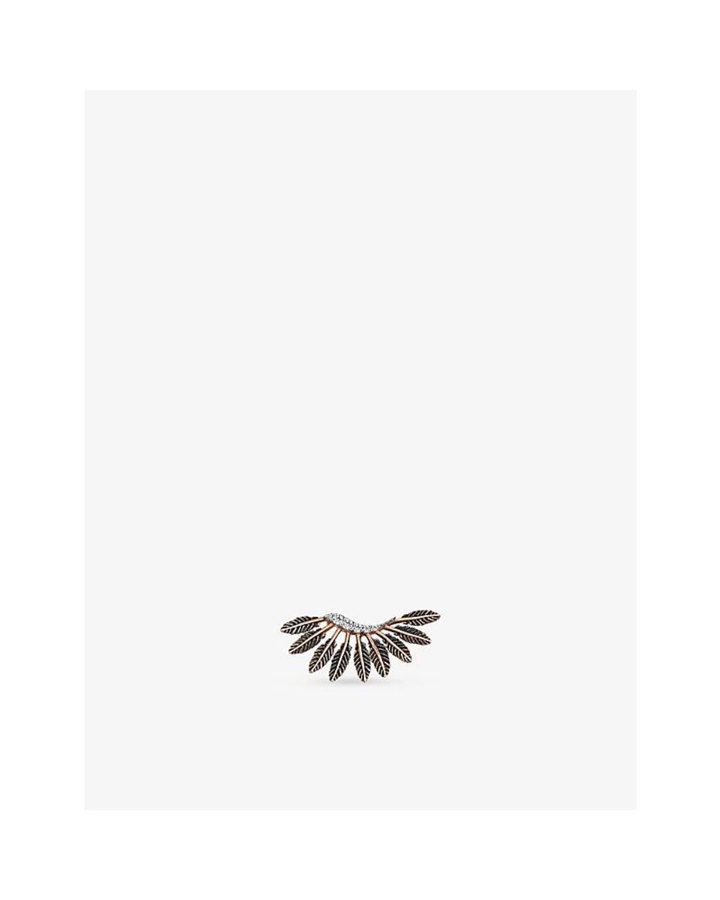 Kismet by Milka White Feather Arc 0.06Ct Diamond Stud Earring