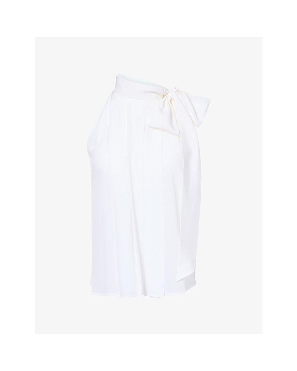 Max Mara White Sleeveless Crepe De Chine Silk Top