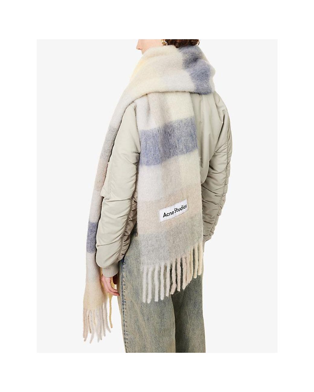 Acne Natural Vally Checked Wool-Blend Scarf