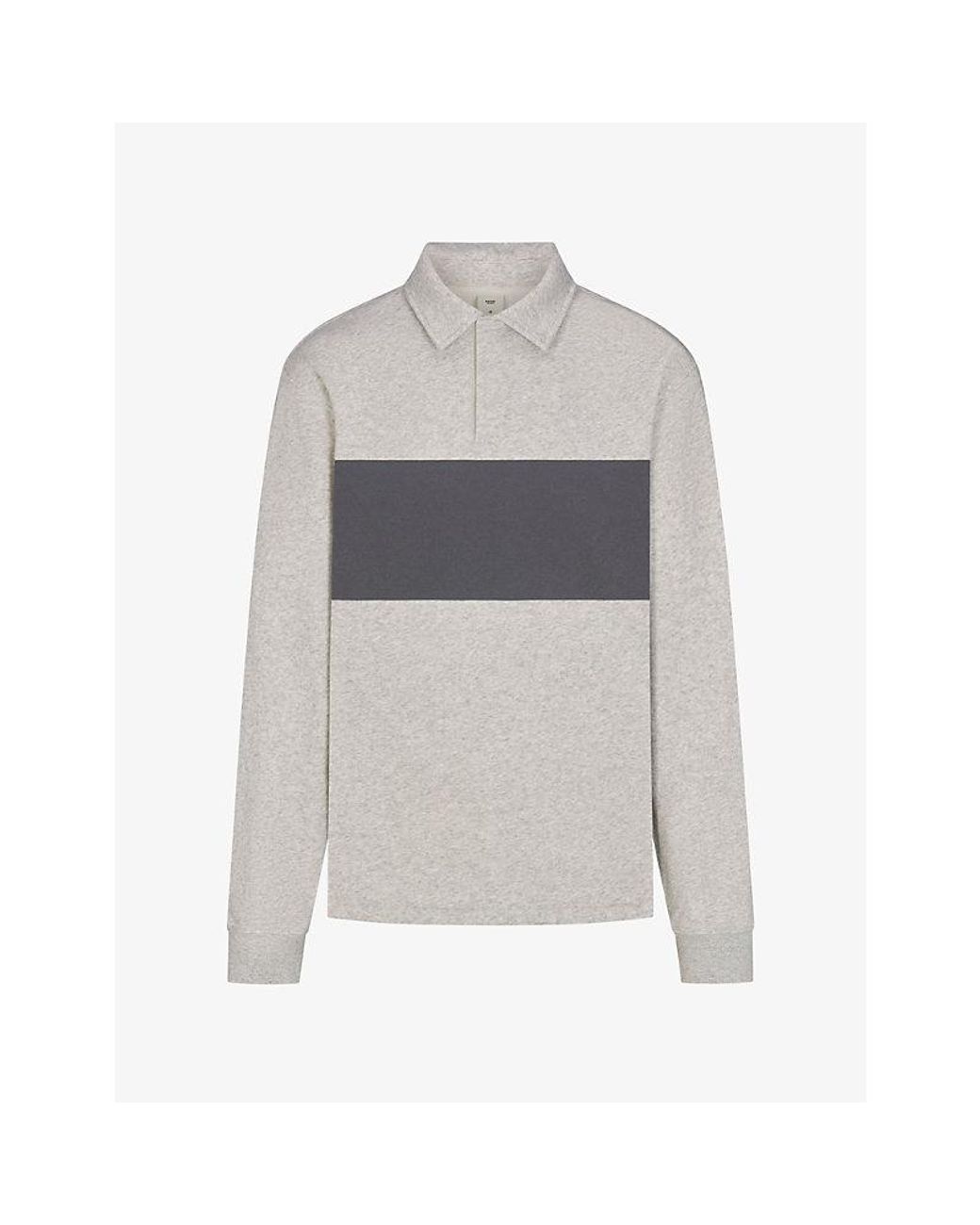 Skims Gray Striped Cotton-Blend Polo Sweatshirt for men