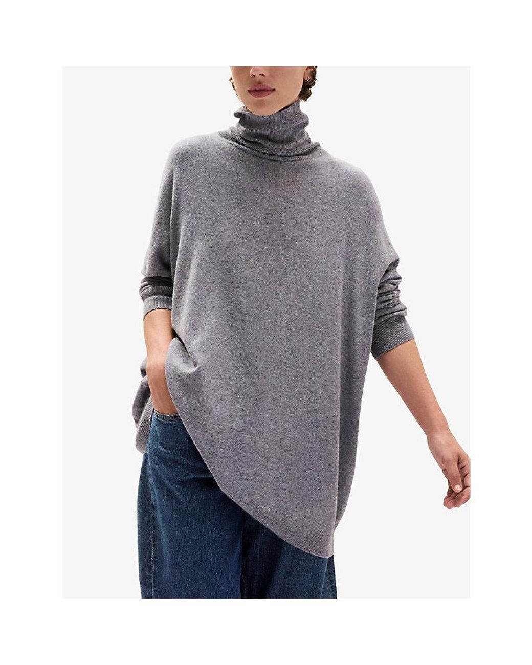 The White Company Gray Oversized Funnel-Neck Wool-Blend Jumper