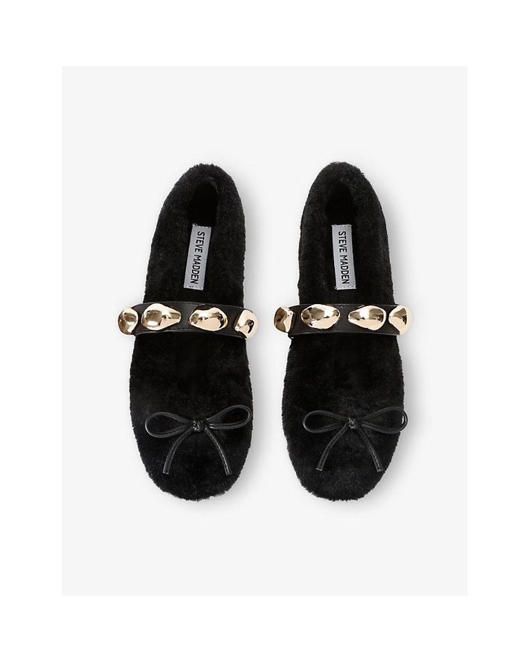 Steve Madden Black Toasted Faux-Fur Ballet Flats