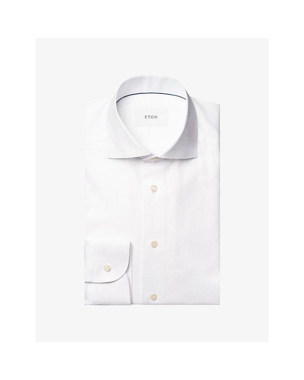 Eton of Sweden White Solid Signature Contemporary-Fit Cotton Twill Shirt for men
