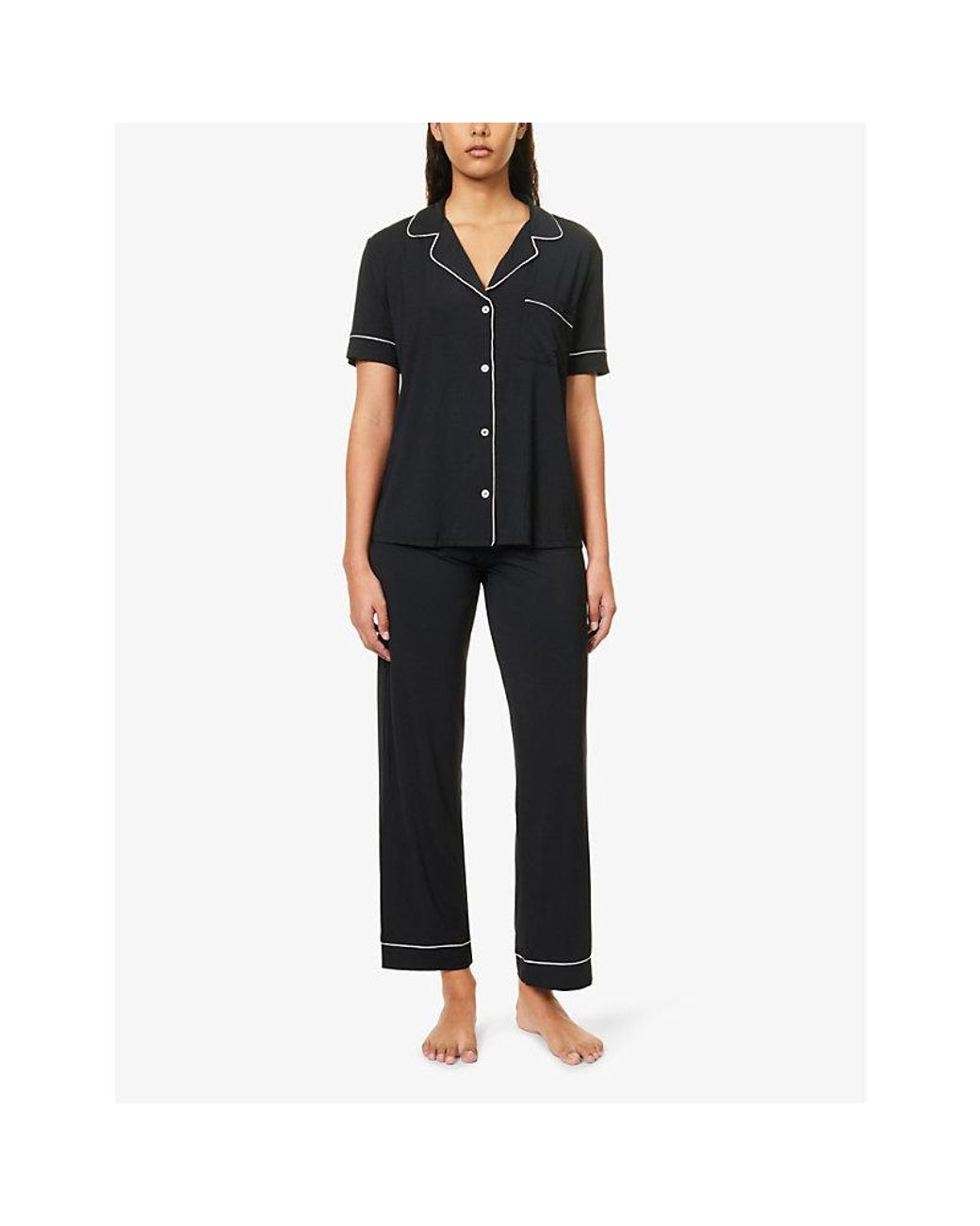 Eberjey Black Gisele Stretch-Woven Pyjama Set