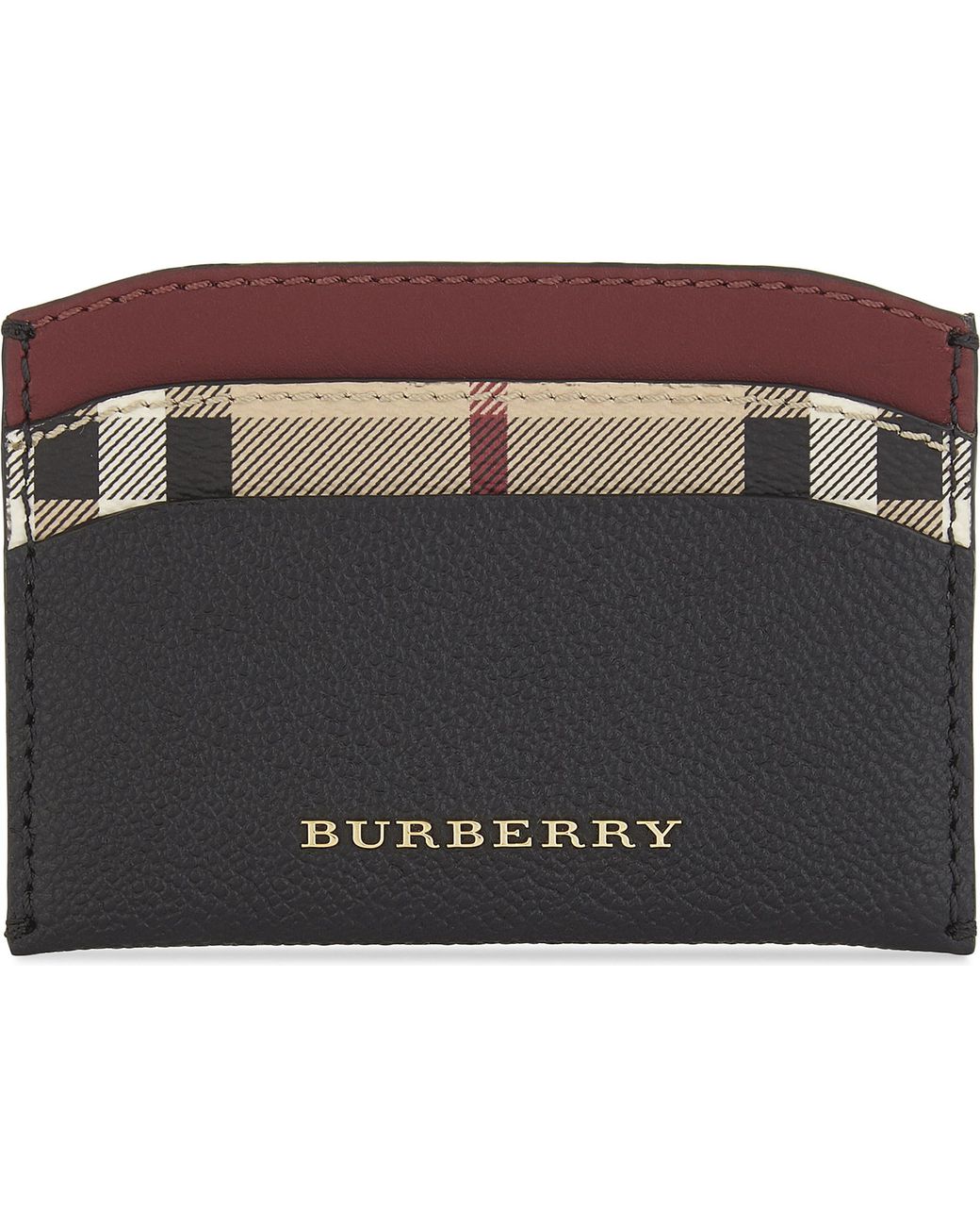 Burberry Izzy Leather Card Holder in Black | Lyst