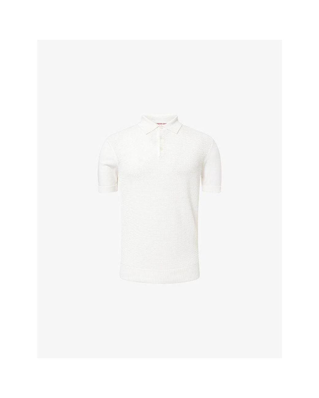 Orlebar Brown White Burnham Tie-Knit Silk And Cotton Polo Shirt for men