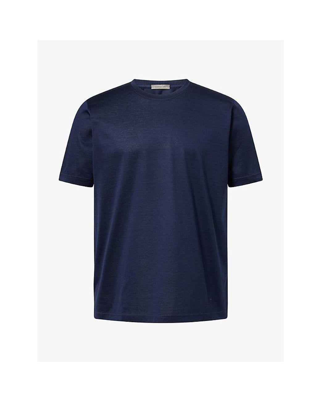 Corneliani Blue Crew-Neck Mercerized Cotton T-Shirt for men
