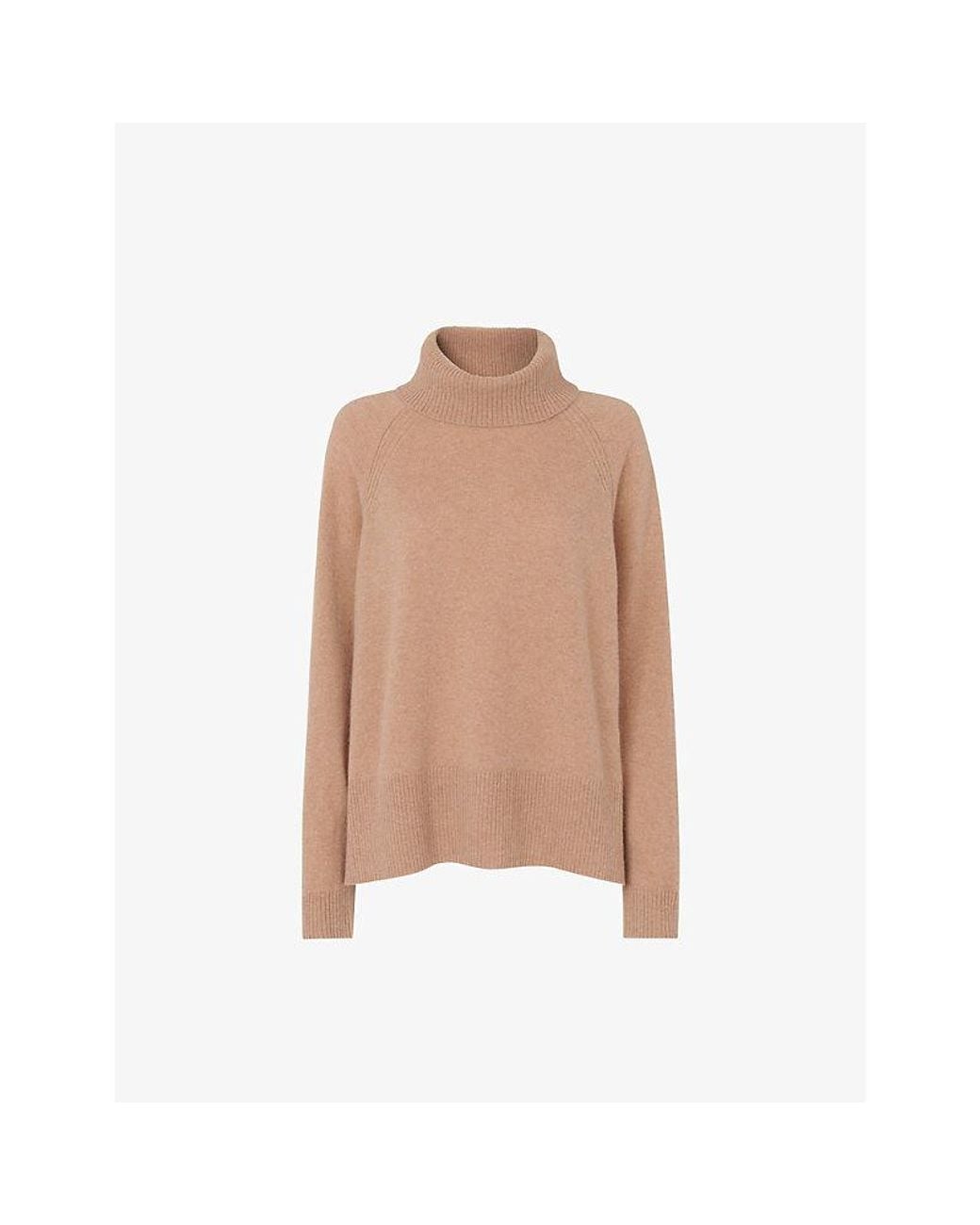 Whistles Natural Turtleneck Relaxed-Fit Cashmere Jumper