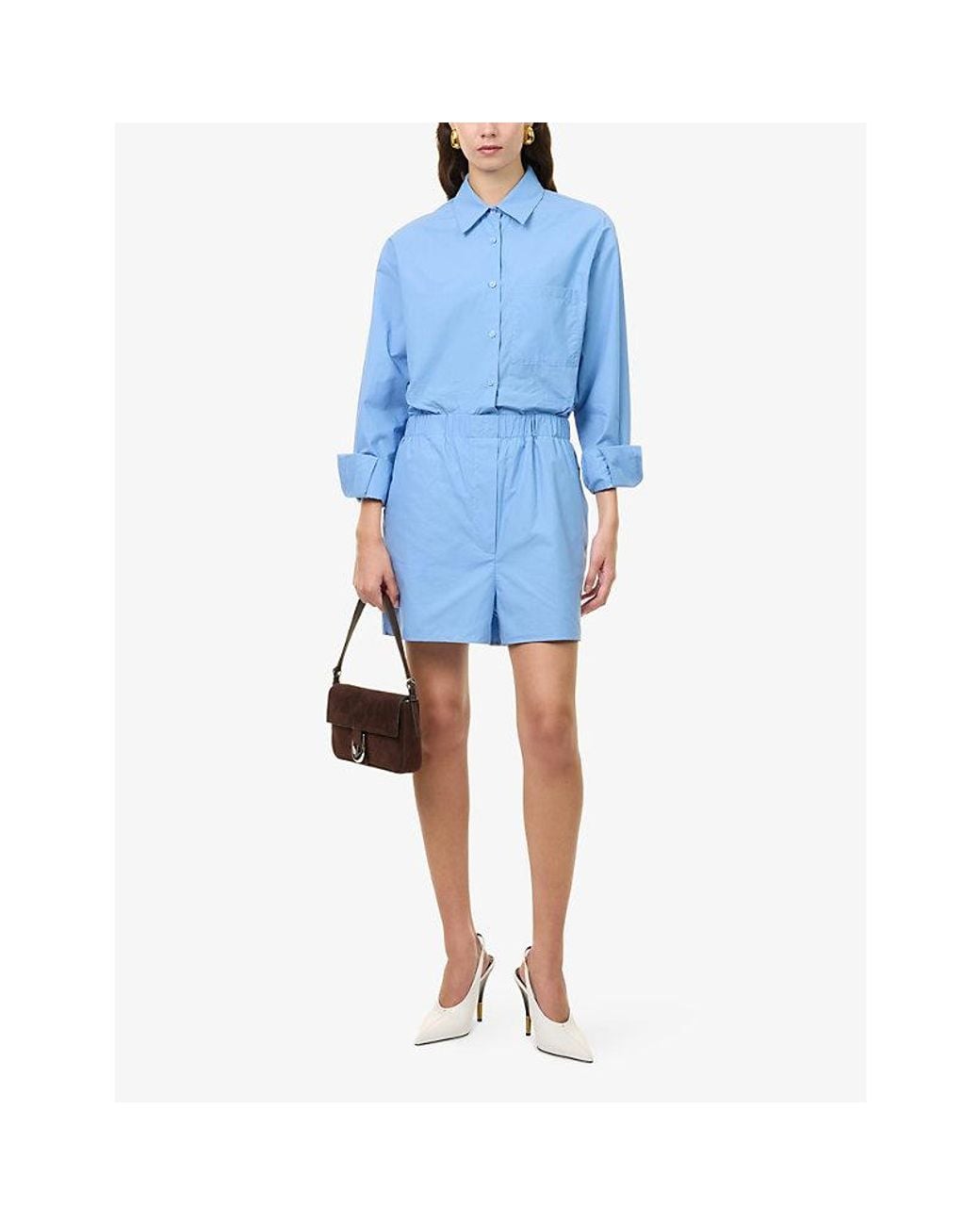 Frankie Shop Blue Lui Relaxed-Fit Cotton Shirt