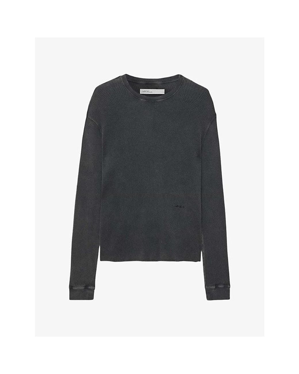 AllSaints Blue Raine Long-Sleeved Cotton-Knit T-Shirt for men