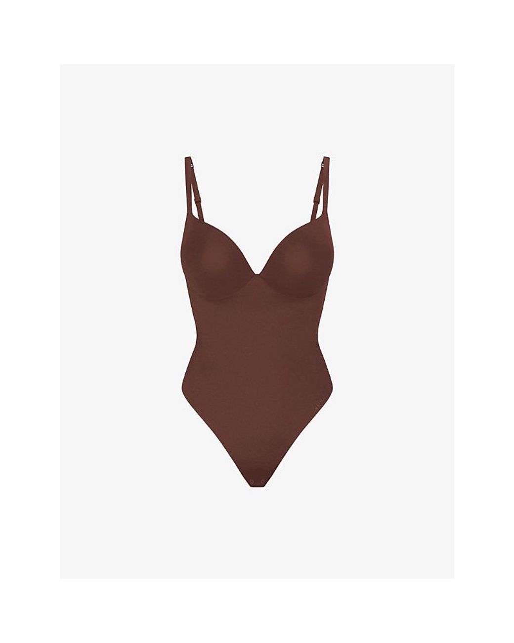 Skims Brown Ultimate Body Push-Up Thong Stretch-Woven Body
