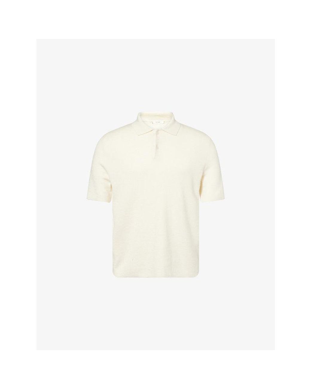 The Row White Ravi Short-Sleeve Silk, Cashmere And Linen Polo Shirt for men
